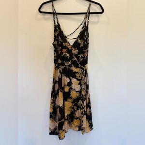 Nordstrom Black and Yellow Floral Mini Dress